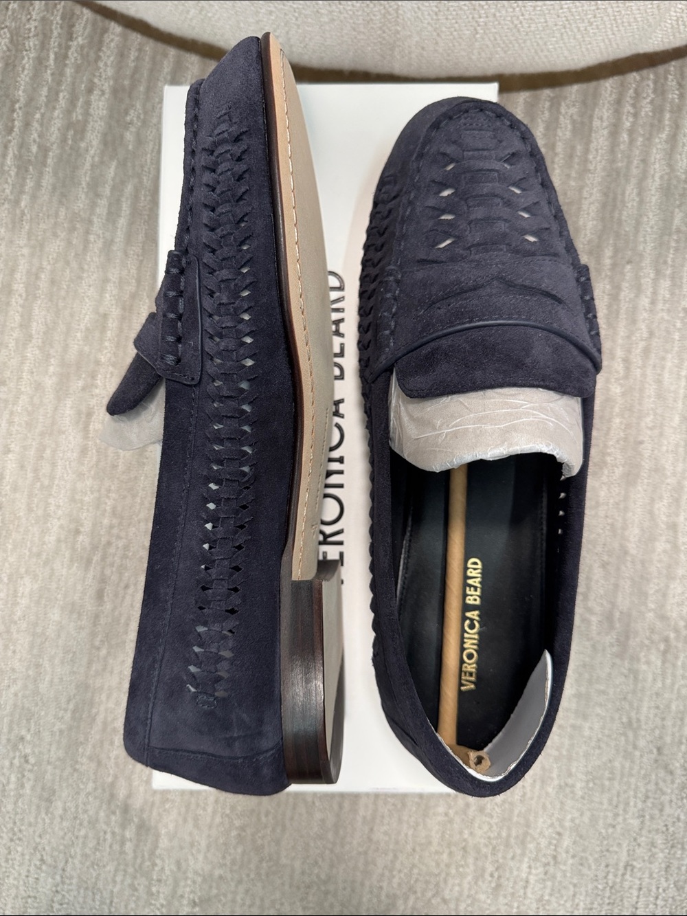 Veronica Beard NIB Penny Woven Suede Loafers Indigo Blue Size 9 - Picture 11 of 12